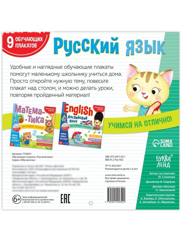 Обучающие плакаты «Русский язык», 20 стр.