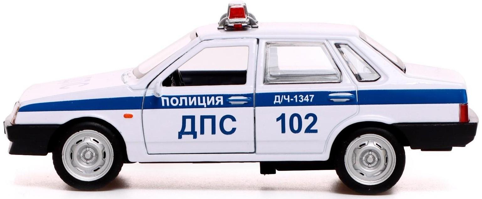 Машина металлическая LADA-21099 «Спутник полиция», 12 см, открываются двери и багажник, цвет белый
