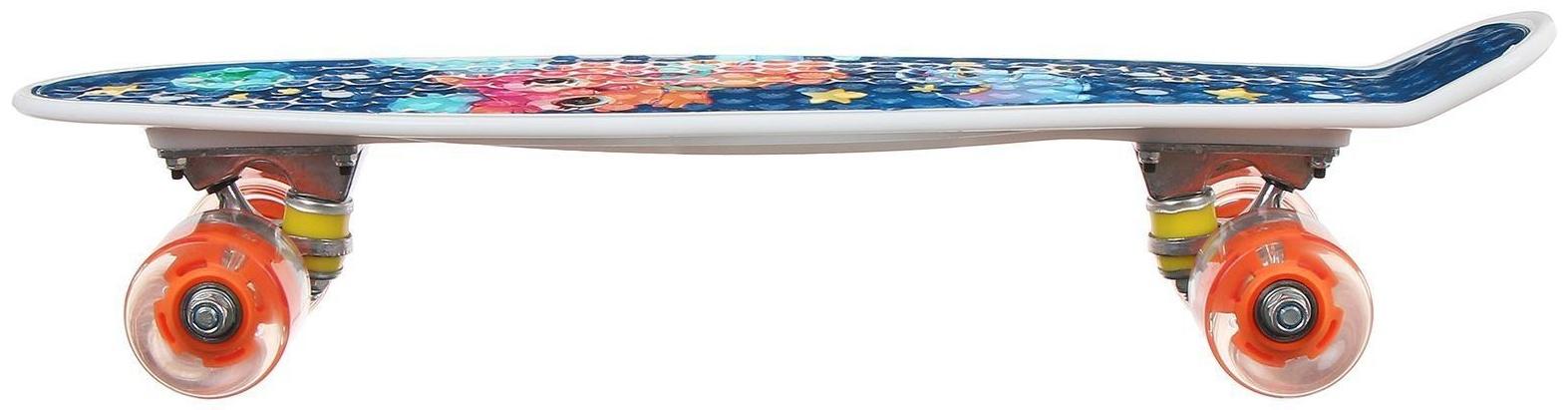 Пенниборд 55 х 14 см, колёса световые PU 60 х 45 мм, ABEC 7, алюминиевая рама