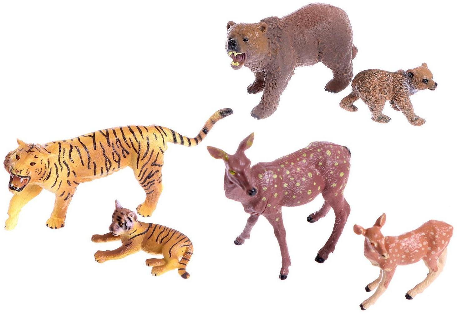 Набор диких животных «Дети и родители», 6 фигурок