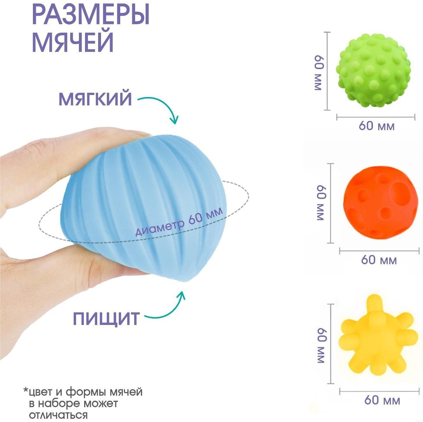Подарочный набор развивающих массажных мячиков «Пончик», 4 шт.