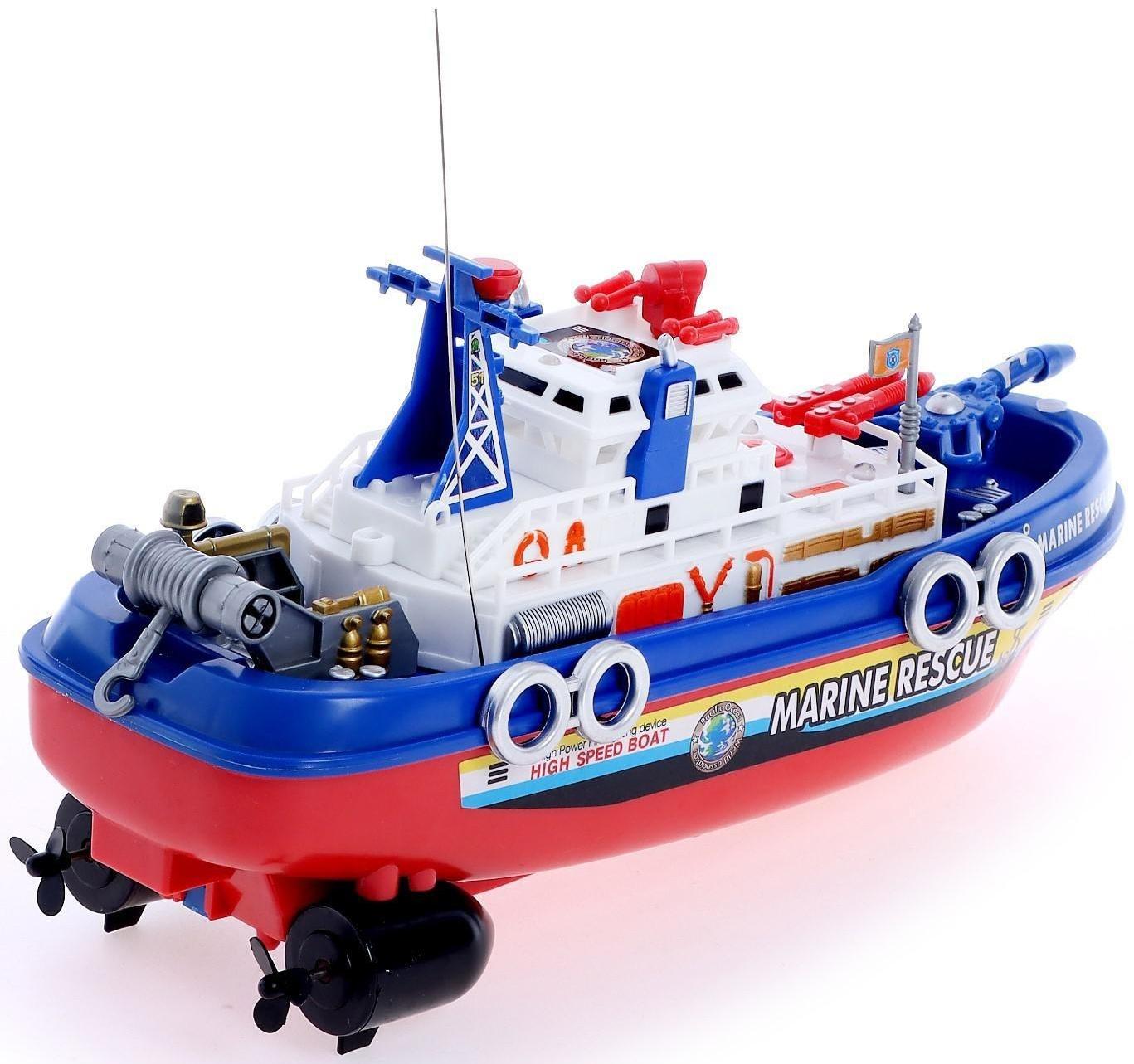 Катер радиоуправляемый «Пожарная охрана», световые и звуковые эффекты, стреляет водой