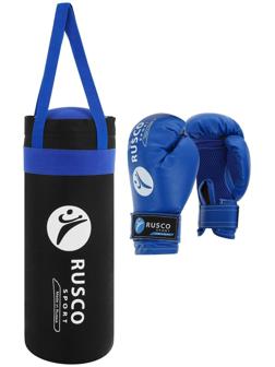 Набор бокс. начинающих RUSCO SPORT, черно-синий (6 OZ)