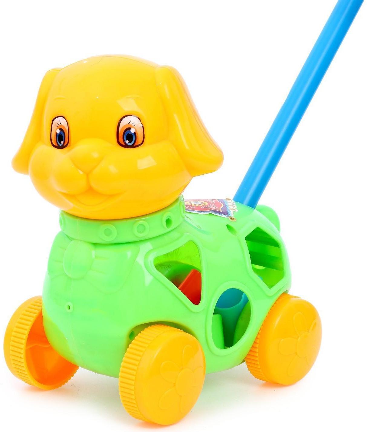 Каталка на палочке «Собачка», с сортером, цвета МИКС