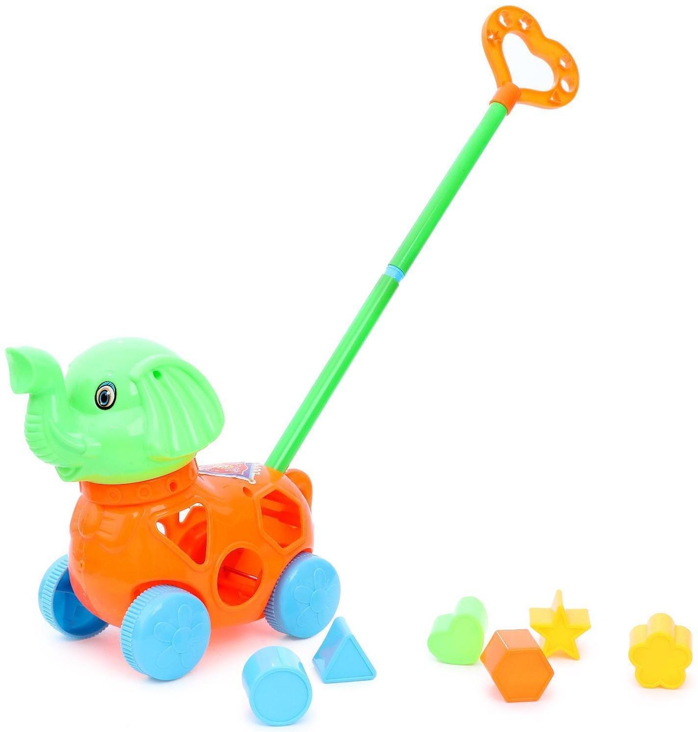 Каталка на палочке «Слоник», с сортером цвета МИКС