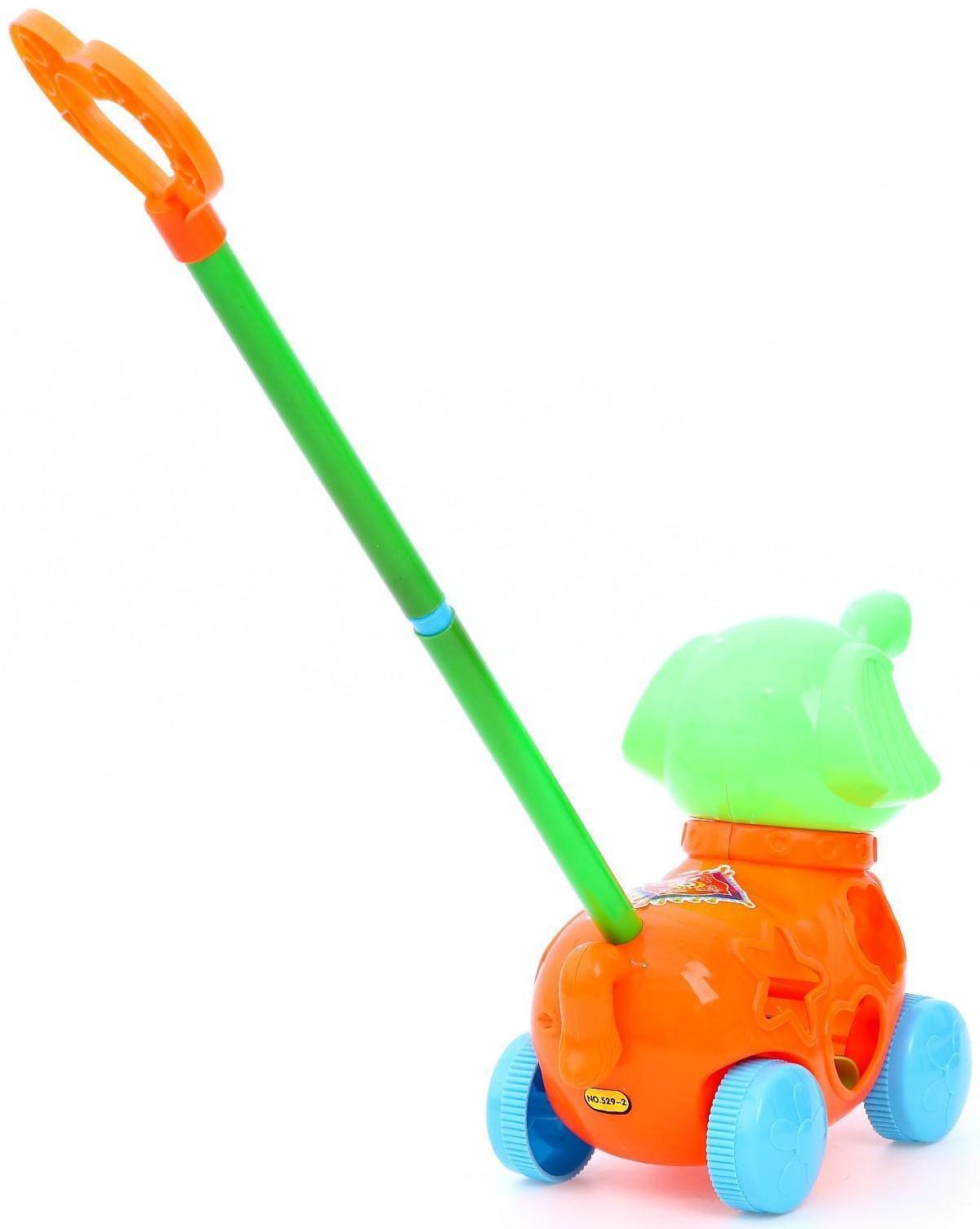 Каталка на палочке «Слоник», с сортером цвета МИКС