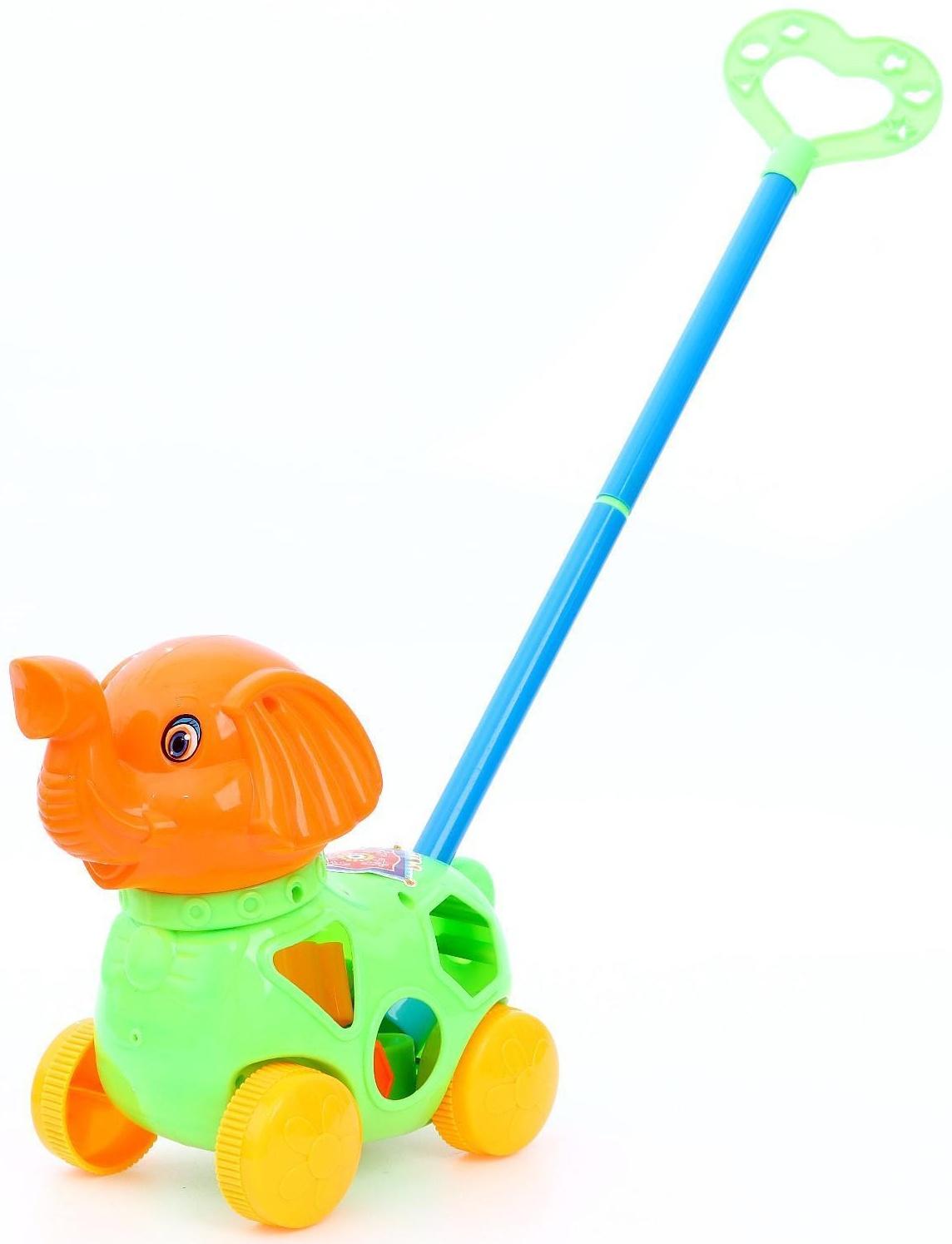 Каталка на палочке «Слоник», с сортером цвета МИКС