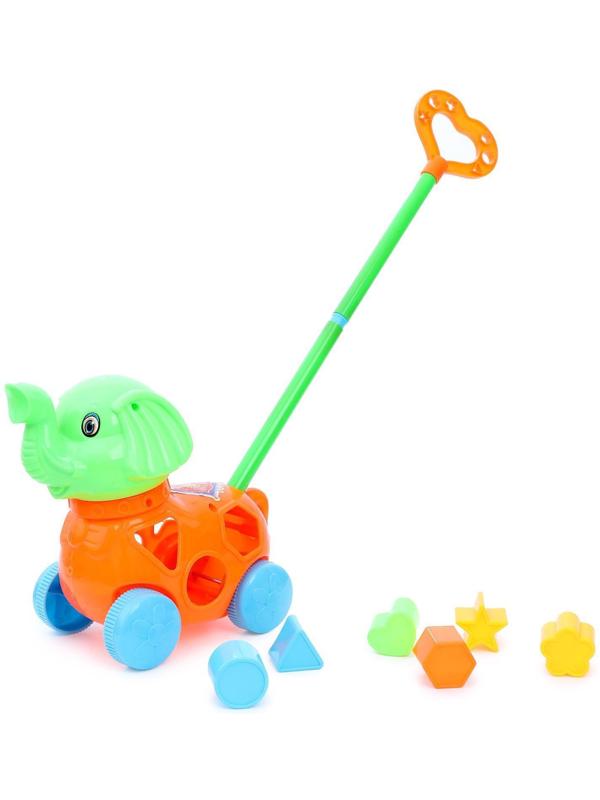 Каталка на палочке «Слоник», с сортером цвета МИКС