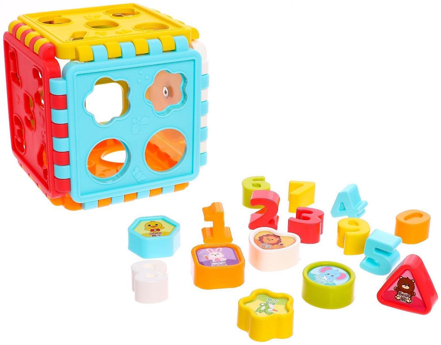Развивающая игрушка-сортер «Куб», с часиками