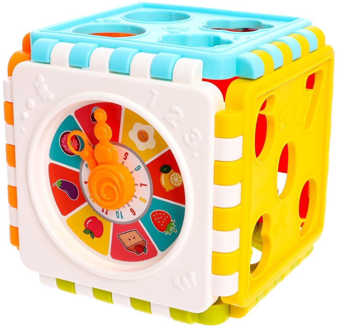 Развивающая игрушка-сортер «Куб», с часиками