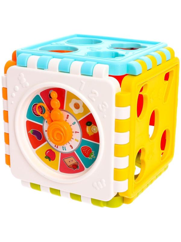 Развивающая игрушка-сортер «Куб», с часиками