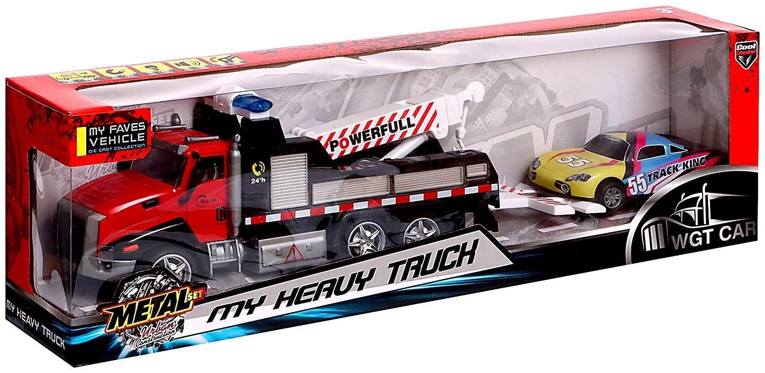 Грузовик металлический «Эвакуатор», с машинкой, свет и звук, инерция, МИКС