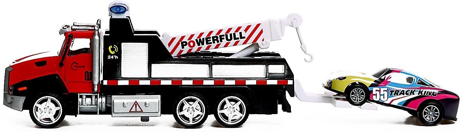 Грузовик металлический «Эвакуатор», с машинкой, свет и звук, инерция, МИКС