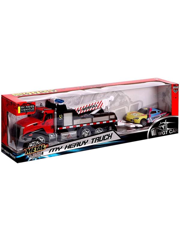 Грузовик металлический «Эвакуатор», с машинкой, свет и звук, инерция, МИКС