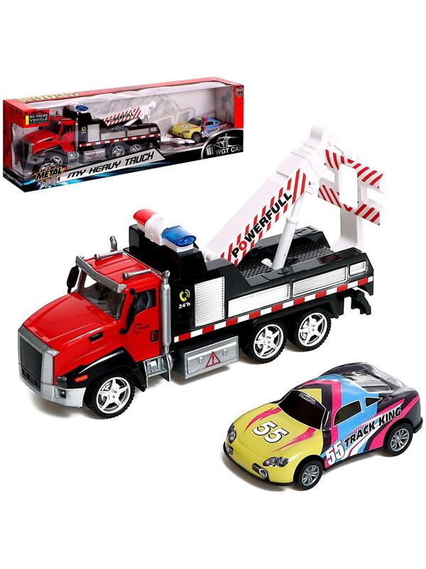 Грузовик металлический «Эвакуатор», с машинкой, свет и звук, инерция, МИКС