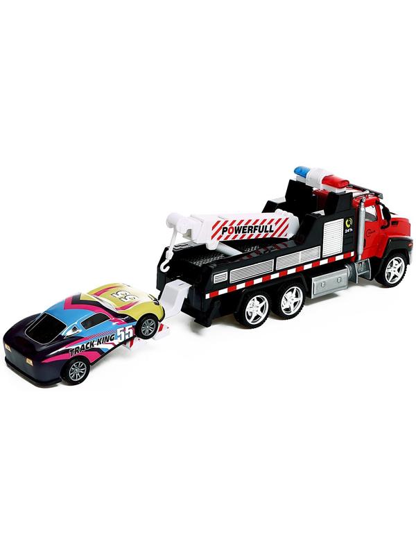 Грузовик металлический «Эвакуатор», с машинкой, свет и звук, инерция, МИКС