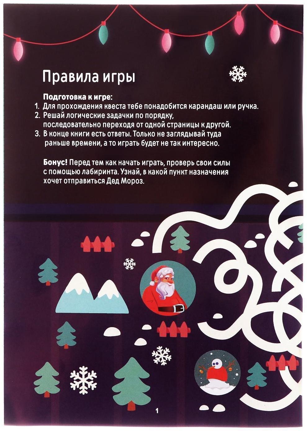 Квест-книга игра «Дед Мороз и Новый год», 18 страниц