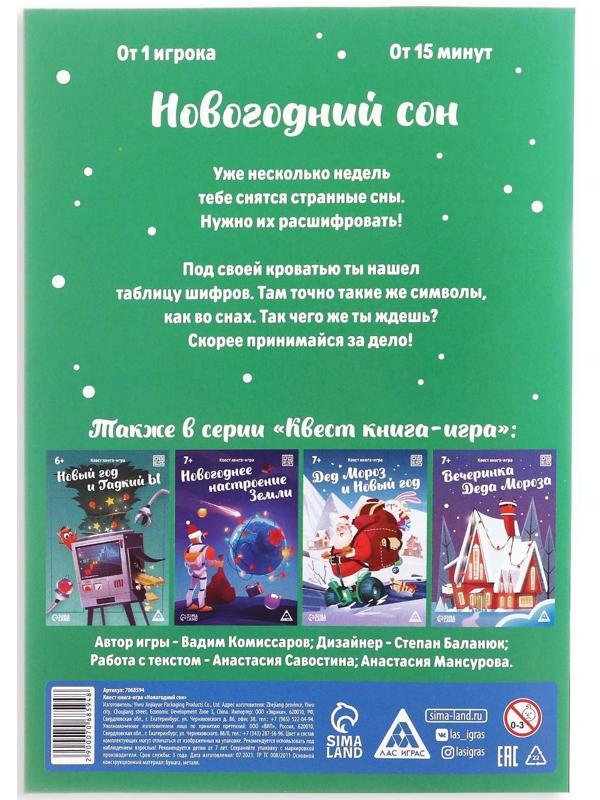 Квест-книга игра «Новогодний сон», 22 страницы