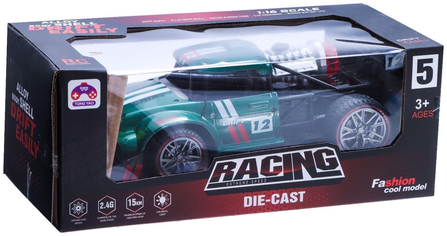 Машина радиоуправляемая «Хот-род», эффект дыма, свет и звук, работает от аккумулятора, цвет зелёный