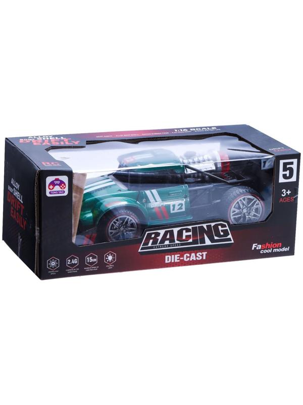 Машина радиоуправляемая «Хот-род», эффект дыма, свет и звук, работает от аккумулятора, цвет зелёный