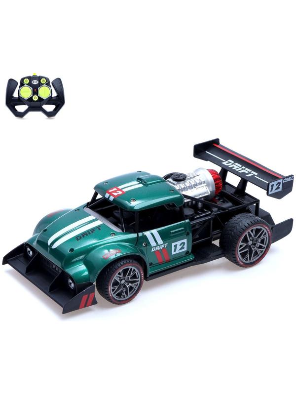 Машина радиоуправляемая «Хот-род», эффект дыма, свет и звук, работает от аккумулятора, цвет зелёный