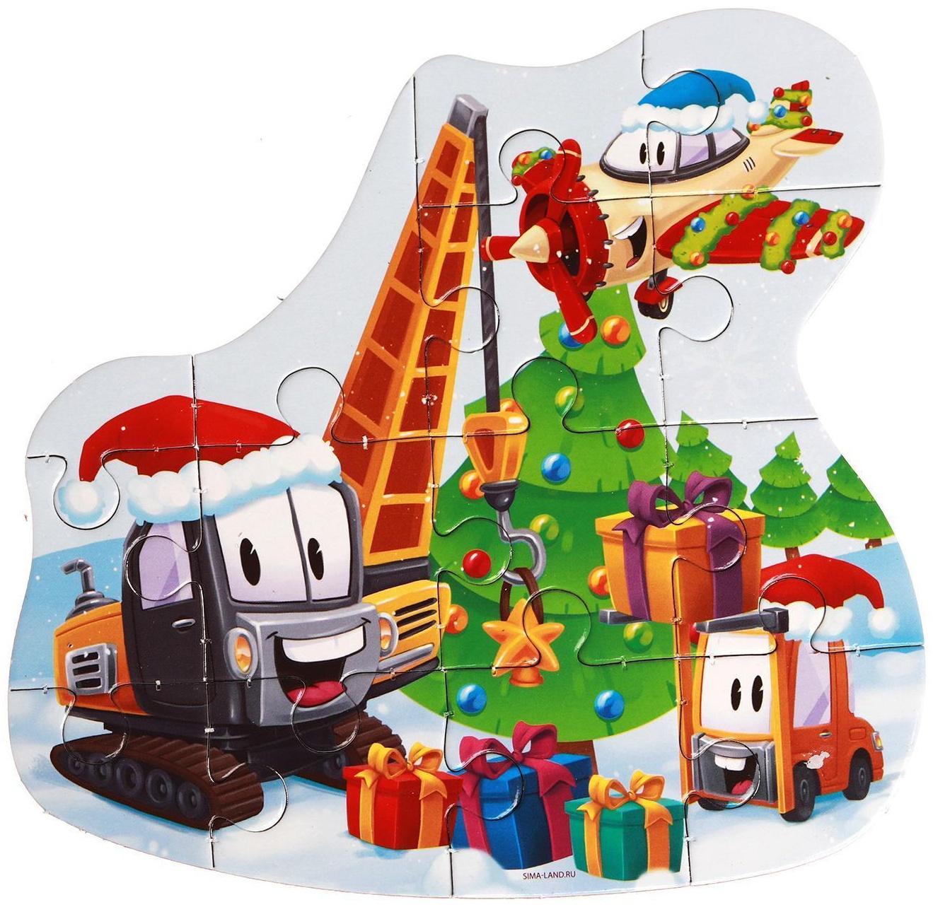 Пазл «Новогодние машинки»
