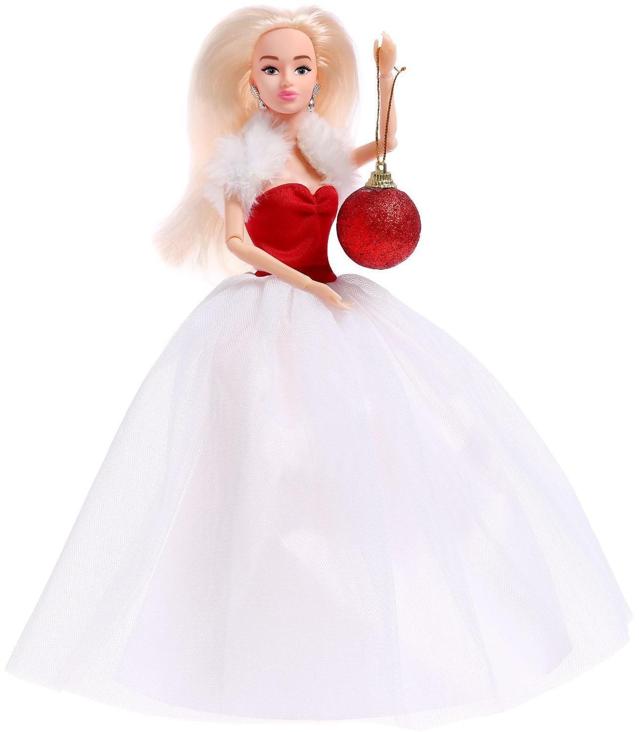 Кукла-модель шарнирная «Снежная принцесса Ксения», с аксессуаром, красно-белое платье