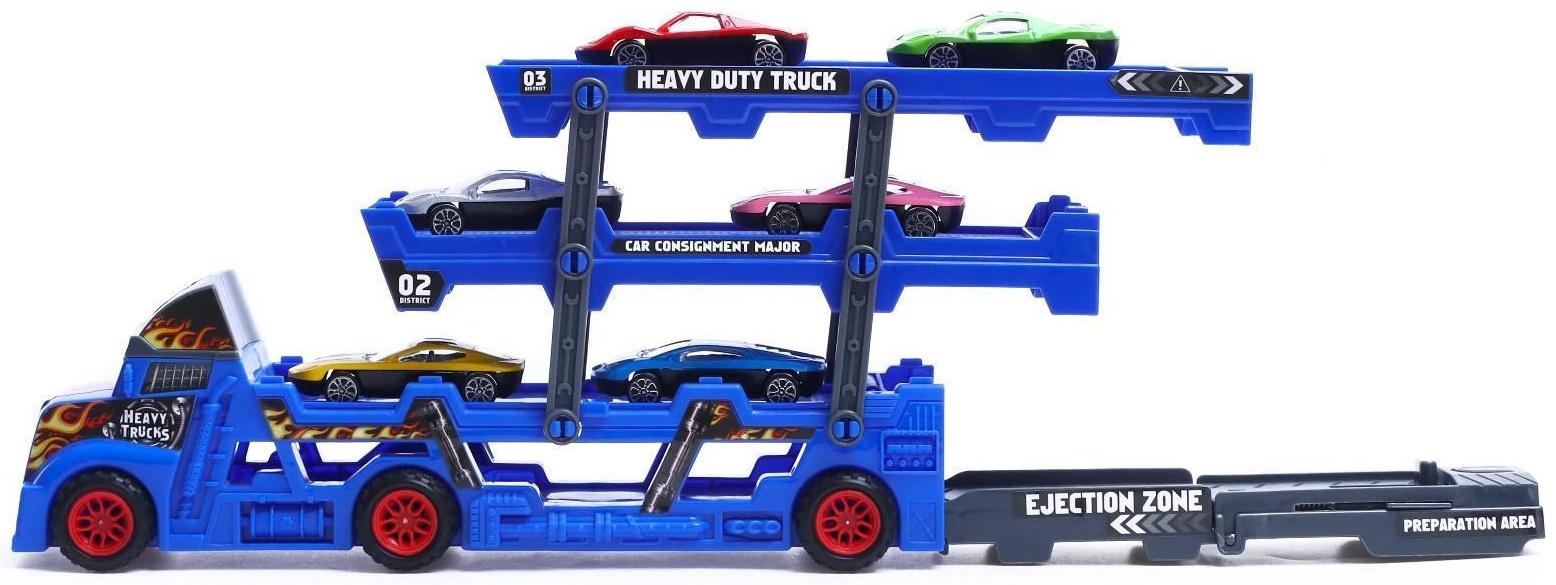 Грузовик «Пламя», с 6 металлическими машинами и запуском, МИКС