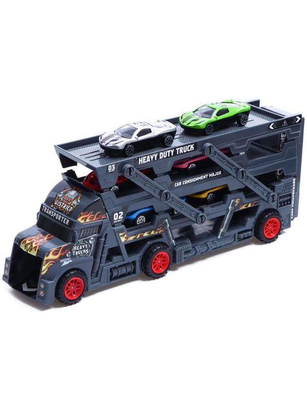 Грузовик «Пламя», с 6 металлическими машинами и запуском, МИКС