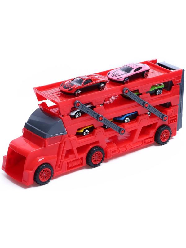 Грузовик «Пламя», с 6 металлическими машинами и запуском, МИКС