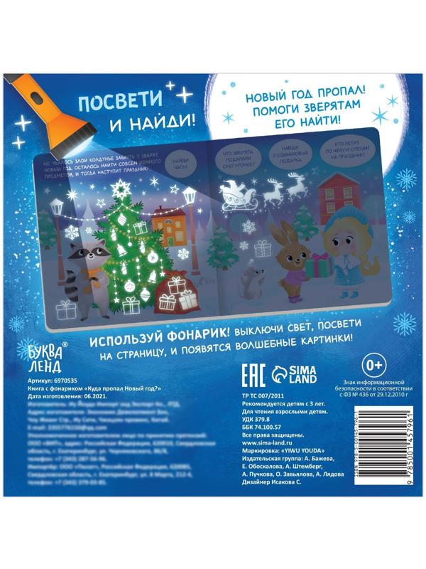 Книга с фонариком «Куда пропал Новый год?», 24 стр.