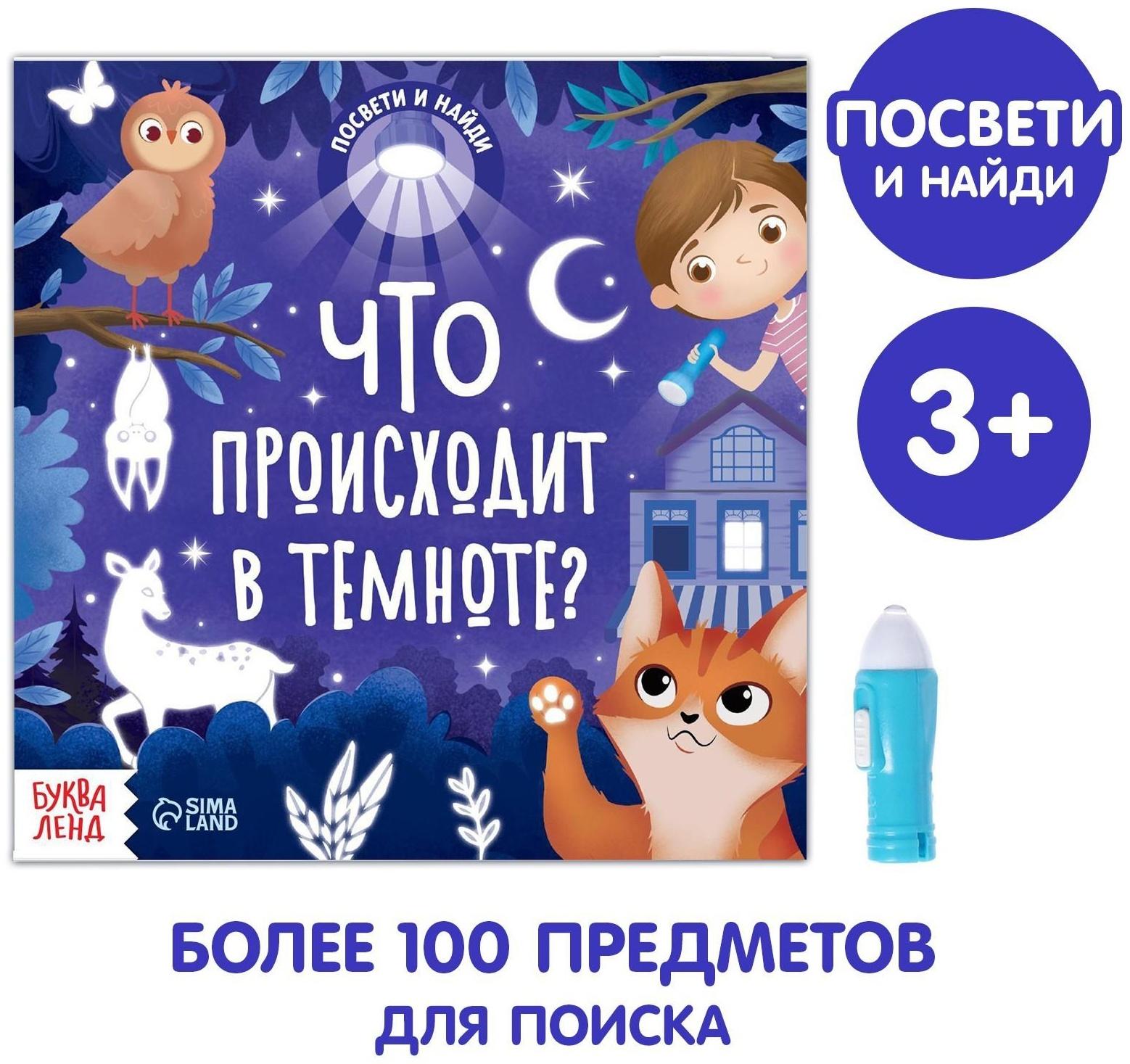 Книга с фонариком «Что происходит в темноте?», 24 стр.