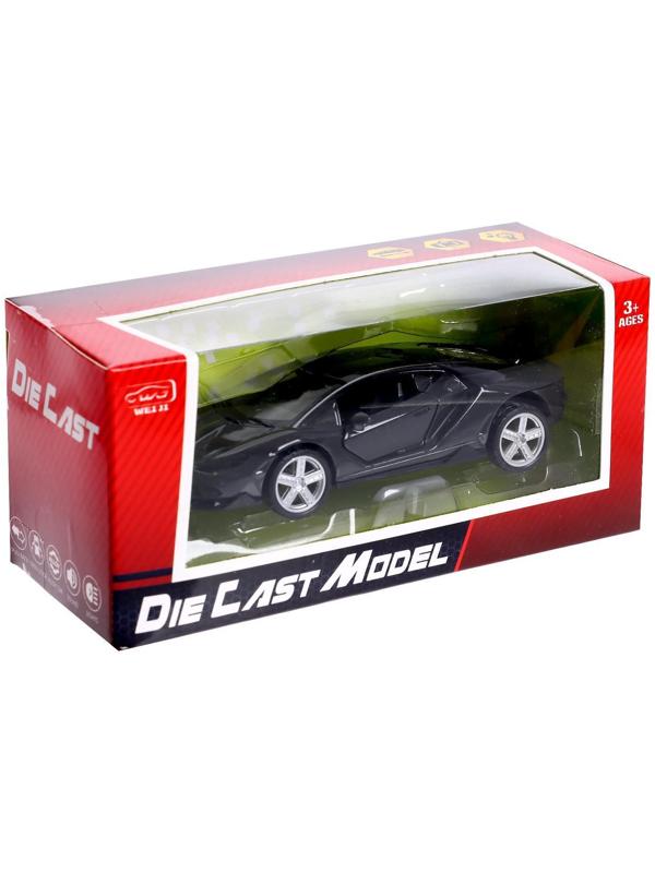 Машина металлическая «ГиперКар», 1:32, инерция, открываются двери, цвет чёрный