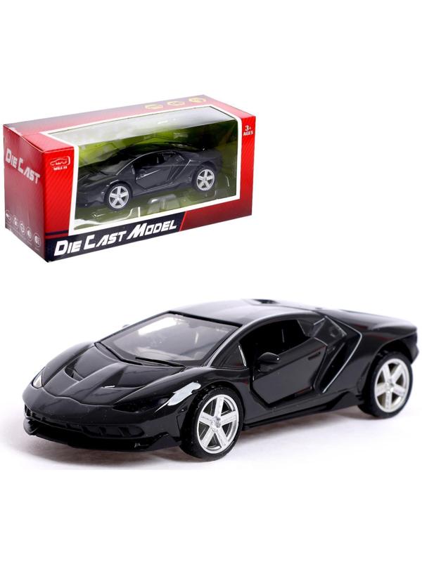 Машина металлическая «ГиперКар», 1:32, инерция, открываются двери, цвет чёрный