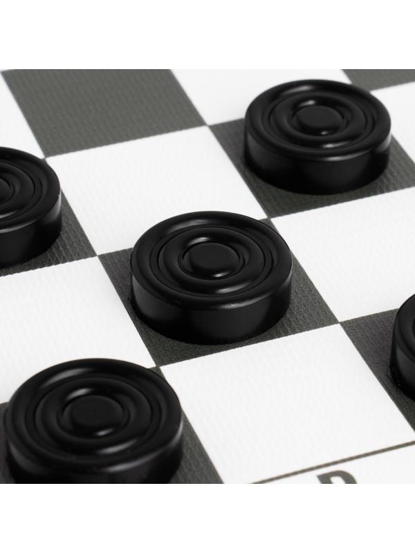 Шашки с виниловым полем 30 х 30 см, 24 шт, d-3 см, h-0.9 см, в тубусе