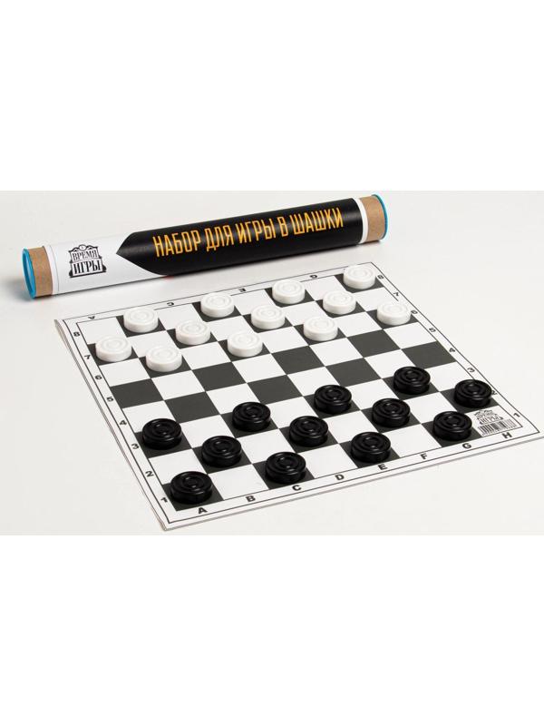 Шашки с виниловым полем 30 х 30 см, 24 шт, d-3 см, h-0.9 см, в тубусе