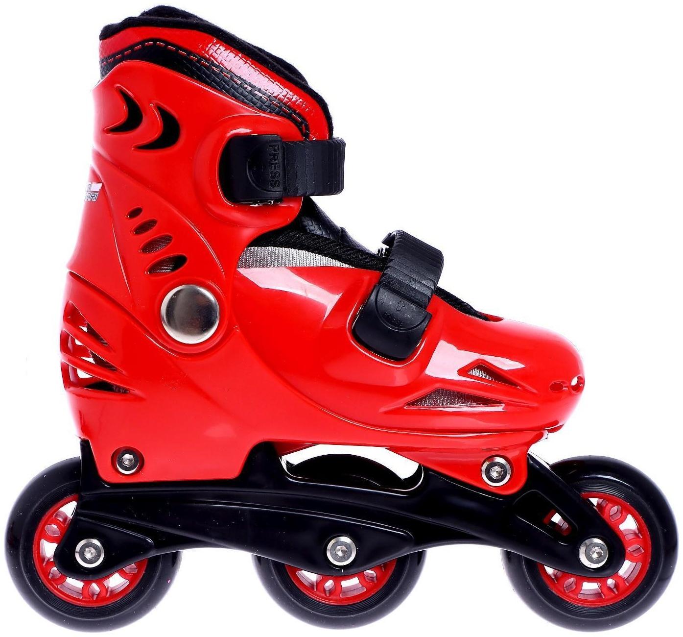 Набор роликовые коньки и защита Ferrari, р.29-32, цвет красный