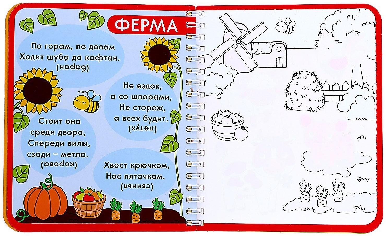 Книжка-раскраска многоразовая «Рисуем водой. Раскрась и отгадай», 10 стр.