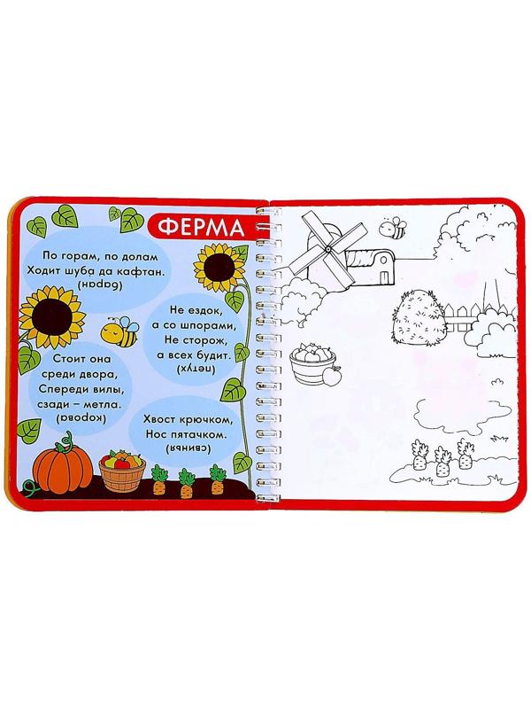 Книжка-раскраска многоразовая «Рисуем водой. Раскрась и отгадай», 10 стр.