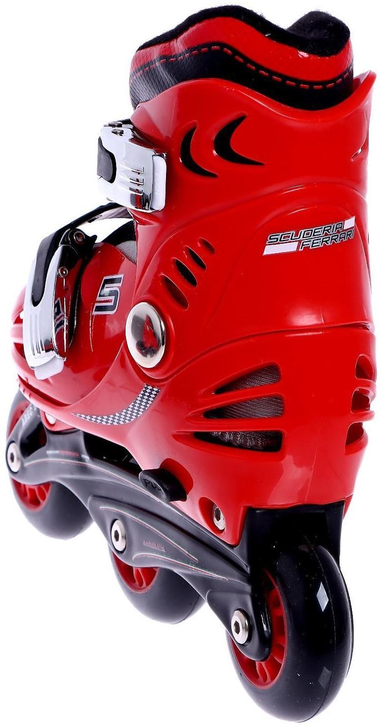 Набор роликовые коньки и защита Ferrari, р.33-36, цвет красный