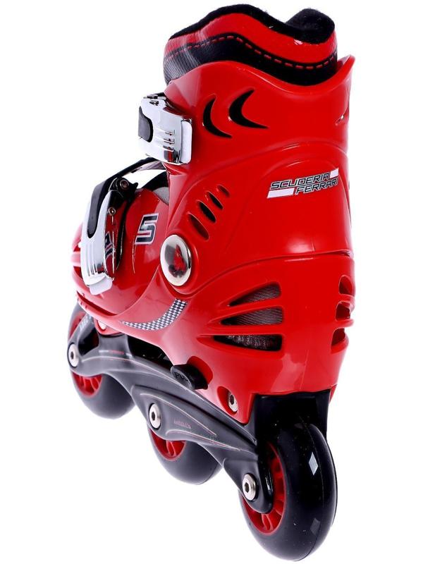 Набор роликовые коньки и защита Ferrari, р.33-36, цвет красный