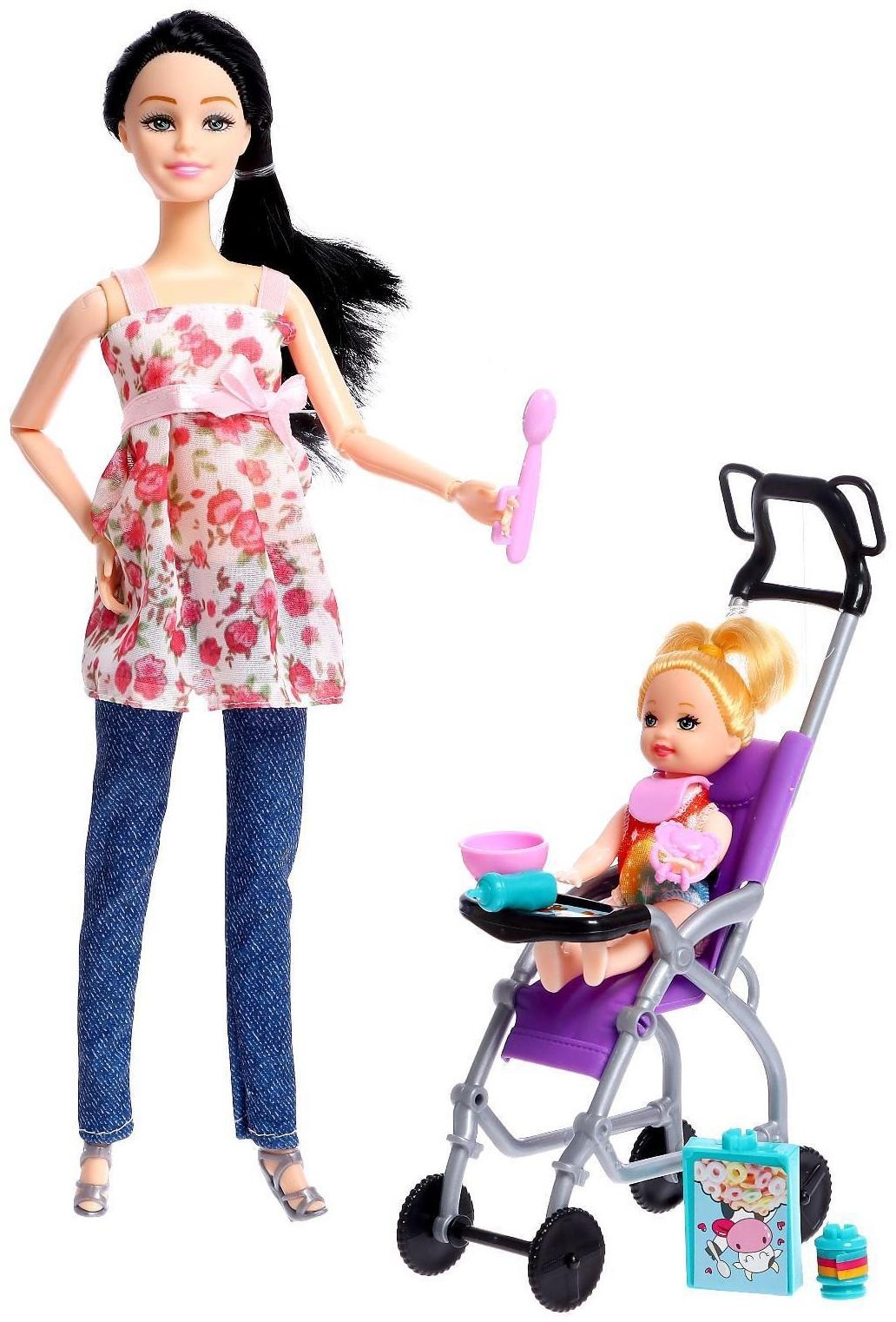 Кукла-модель шарнирная «София» с малышом, коляской и аксессуарами, МИКС