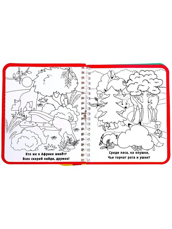 Книжка-раскраска многоразовая «Рисуем водой. Кто где спрятался?», 10 стр.