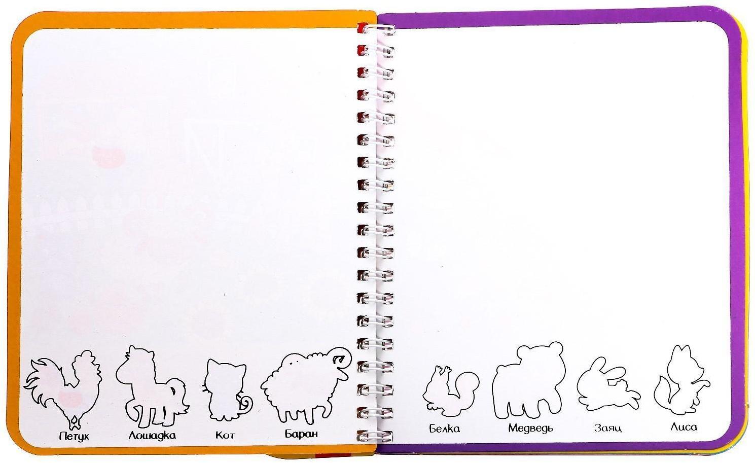 Книжка-раскраска многоразовая «Рисуем водой. Раскрась, найди и покажи», 10 стр.