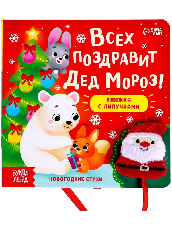 Книжка с липучками «Всех поздравит Дед Мороз!», 12 стр.