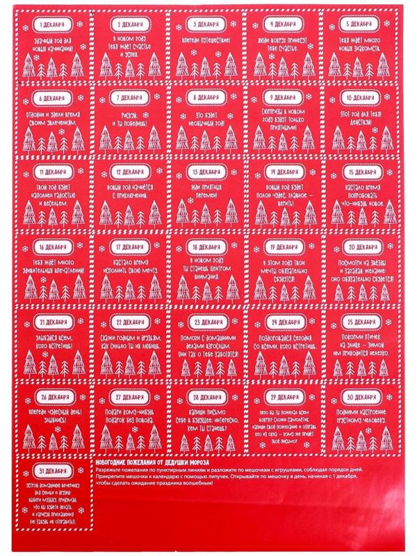 Дидактический коврик Адвент- календарь из фетра «Пожелания от Дедушки Мороза»