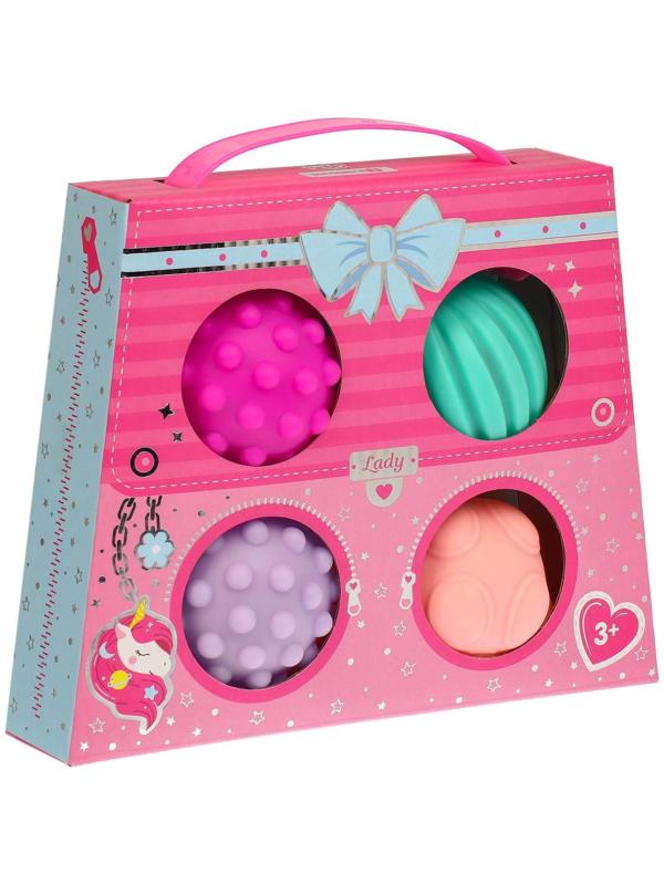 Подарочный набор сенсорных развивающих мячиков «Сумочка», 4 шт.