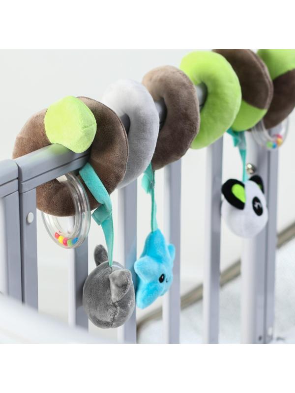 Растяжка - спираль мягкая с погремушкой на кроватку/коляску «Пандочка», р-р 24-86