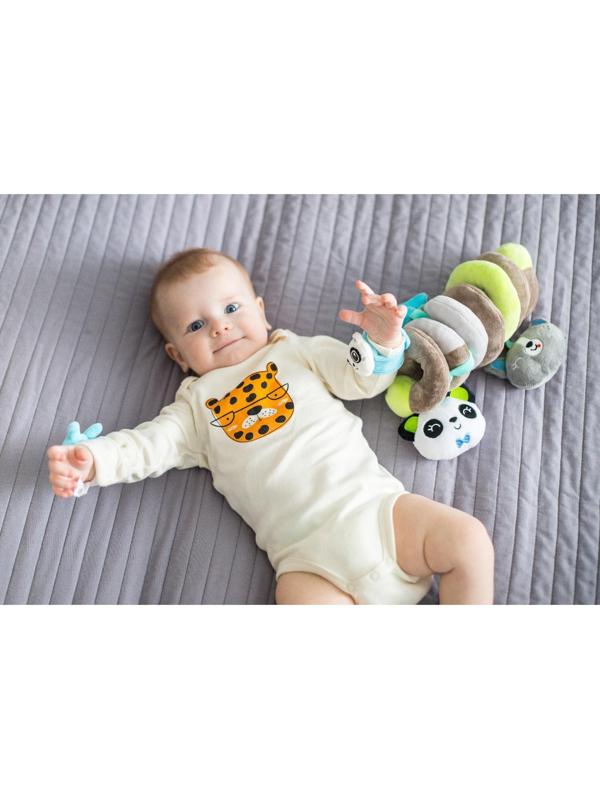 Растяжка - спираль мягкая с погремушкой на кроватку/коляску «Пандочка», р-р 24-86