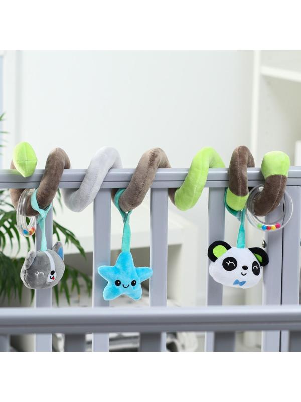 Растяжка - спираль мягкая с погремушкой на кроватку/коляску «Пандочка», р-р 24-86